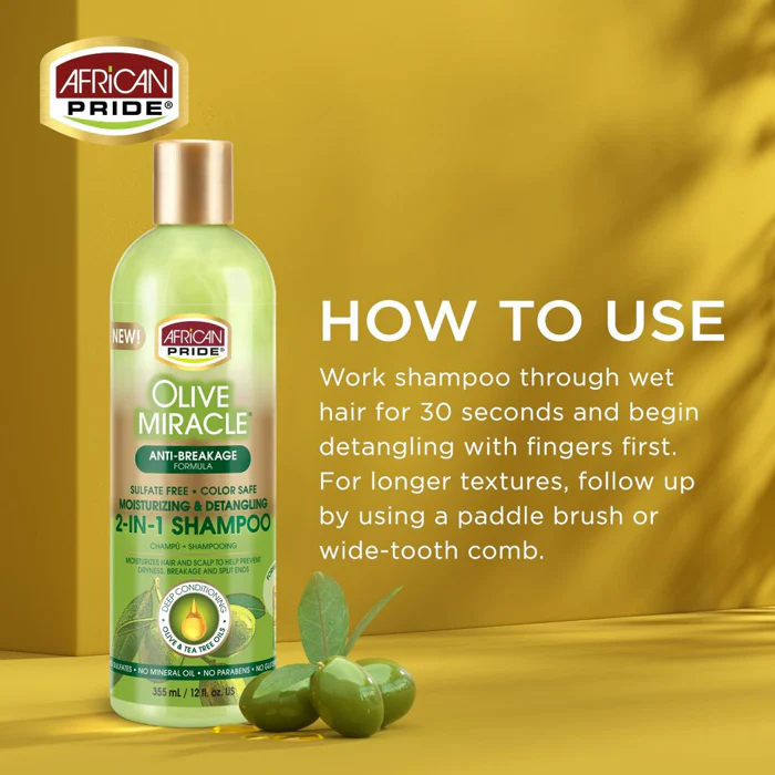 African Pride Olive Miracle 2-in-1 Shampoo Conditioner 12 oz - Image 3