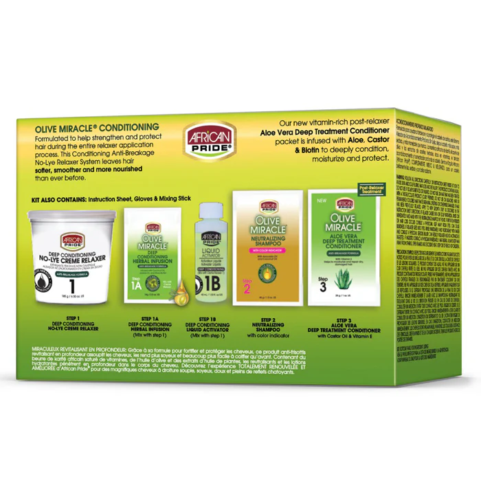 African Pride Olive Miracle Deep Conditioning No-Lye Relaxer Creme - REGULA / SUPER - Image 2