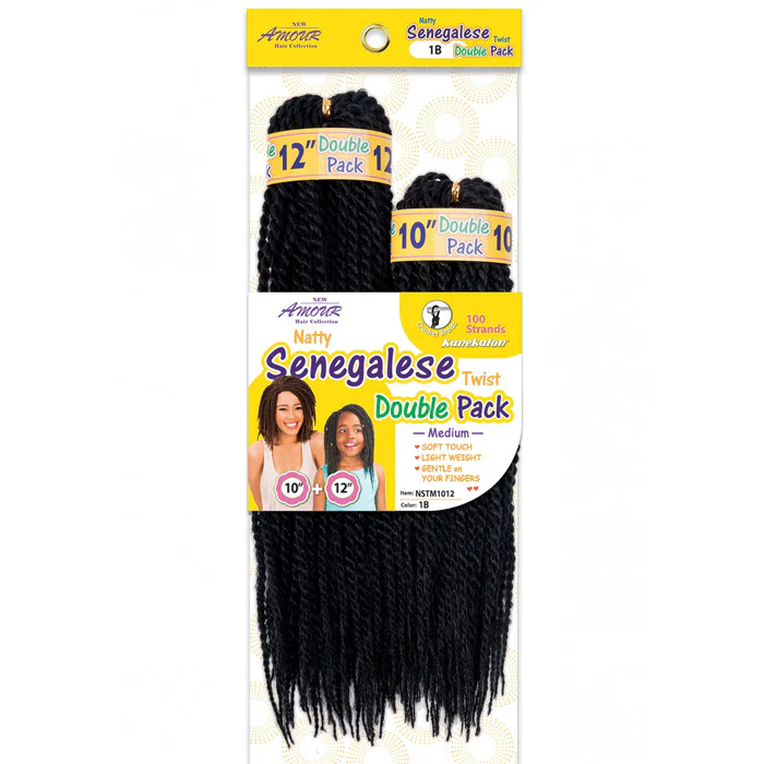 Amour Natty Crochet Braids - SENEGALESE TWIST DOUBLE PACK 10+12"