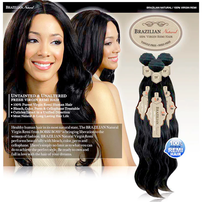 Bobbi Boss Bonela Brazilian 100% Virgin Remy Unprocessed Human Hair Weave - NATURAL WAVE 14-22" - Image 4