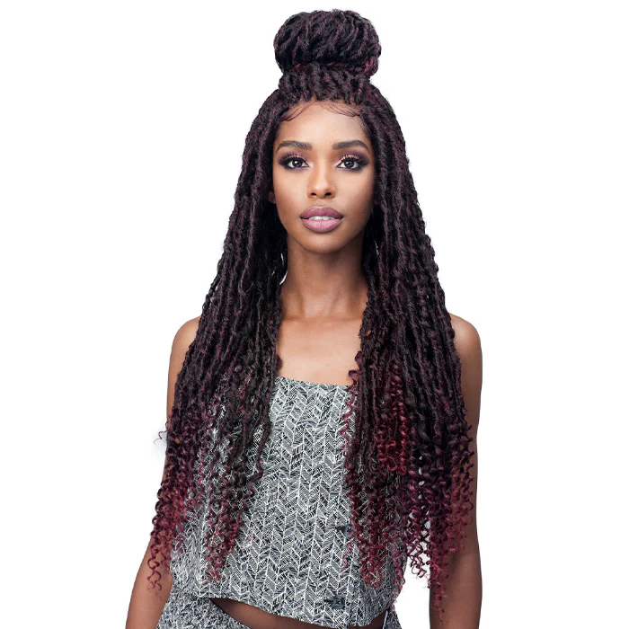Bobbi Boss Braided Lace Front Wig Free Parting Nu Locs Curly Tips 30 - MLF619 - Image 2