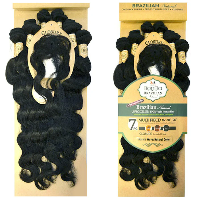 Bobbi Boss Brazilian 100% Virgin Remy Human Hair Weave + Closure - AUSSIE WAVE 7 Pcs - Image 3
