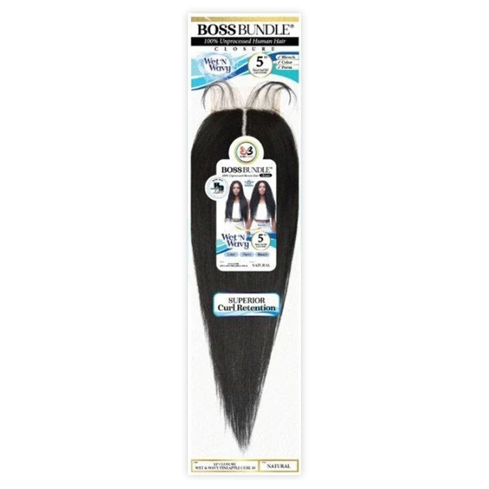 Bobbi Boss Bundle 100% Unprocessed Wet & Wavy 5" Lace Part Closure - WW PINEAPPLE CURL 10" - Image 2