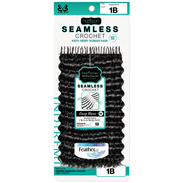 Bobbi Boss Indiremi 100% Remy Human Hair Seamless Crochet Braids - DEEP WAVE 18"