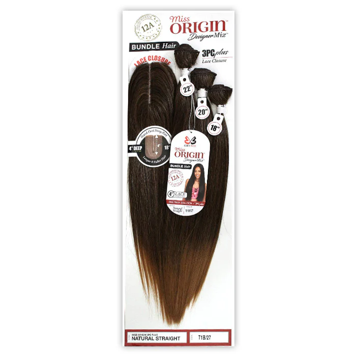 Bobbi Boss Miss Origin Designer Mix 12A Weave Bundle - NATURAL STRAIGHT 3PC + Free Closure - Image 4