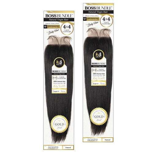 Bobbi Boss Virgin Human Hair 4x4 Lace Closure - STRAIGHT 12"