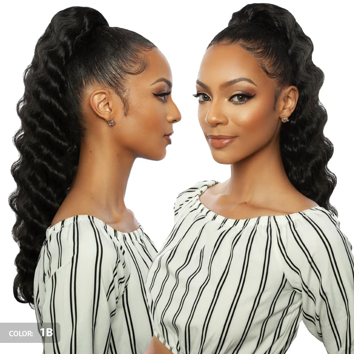 Brown Sugar Human Hair Blend Drawstring Ponytail - BSWNT07 CRIMP WAVE WNT 22" - By Mane Concept - Image 2