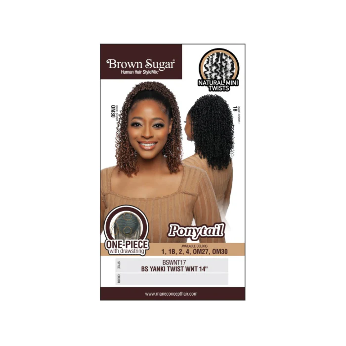 Brown Sugar Human Hair Blend Drawstring Ponytail - BSWNT17 BS YANKY TWIST WNT 14" - By Mane Concept - Image 4