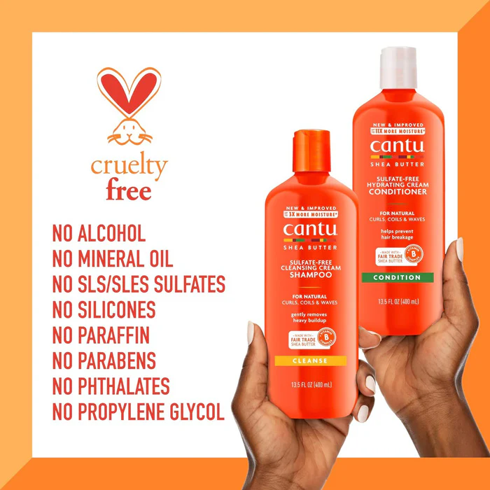 Cantu Shea Butter Sulfate Free for Natural Hair Cleansing Cream SHAMPOO / CONDITIONER 13.5 Oz - Image 3