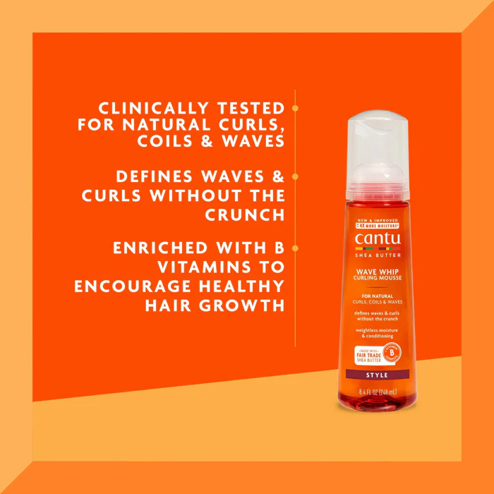 Cantu Shea Butter Wave Whip - CURLING MOUSSE for Natural Coils & Wave 8.4 oz - Image 4