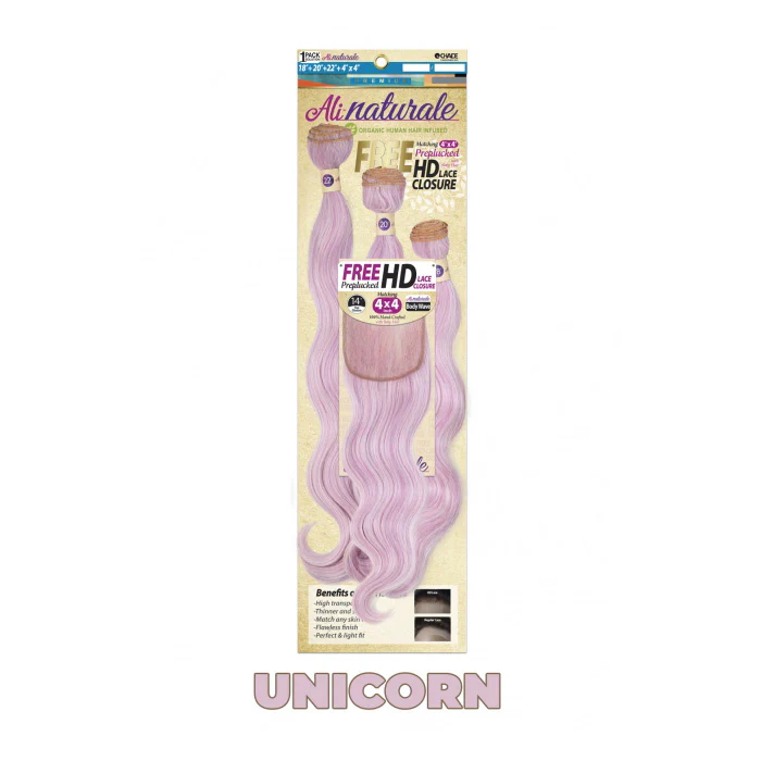 Chade AliNaturale Weave + HD Lace 4X4 Closure 14" - BODY WAVE 18/20/22" - Image 3