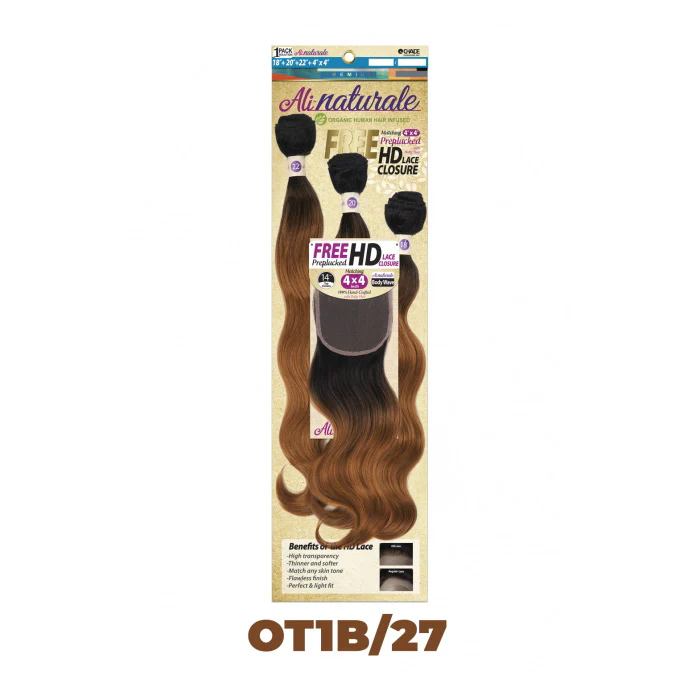 Chade AliNaturale Weave + HD Lace 4X4 Closure 14" - BODY WAVE 18/20/22" - Image 6