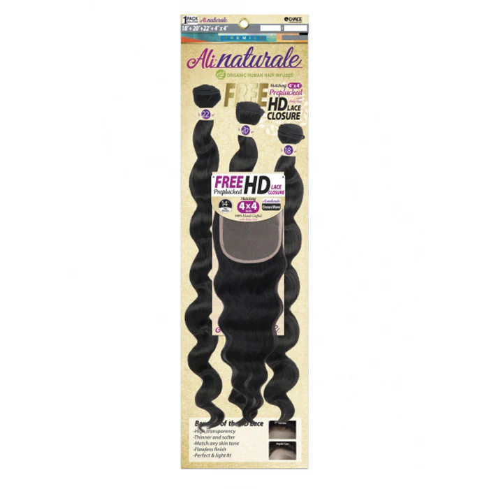 Chade AliNaturale Weave + HD Lace 4X4 Closure 14" - OCEAN WAVE 18/20/22"