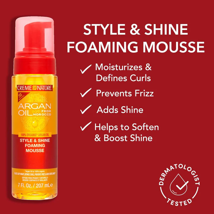 Creme of Nature Argan Oil Style & Shine - FOAMING MOUSSE 7 oz - Image 2