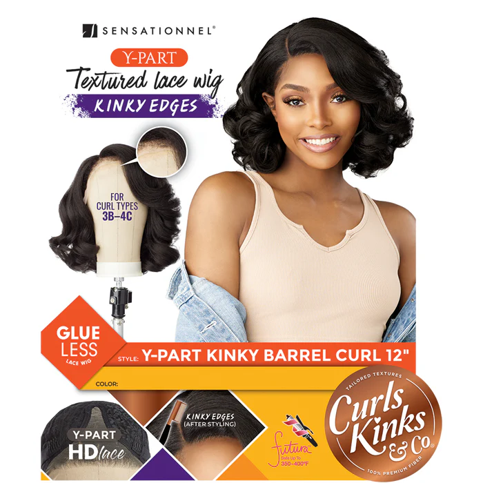 Curls Kinks & Co By Sensationnel Glueless Textured HD Lace Part Wig - Y-PART KINKY BARREL CURL 12" - Image 4