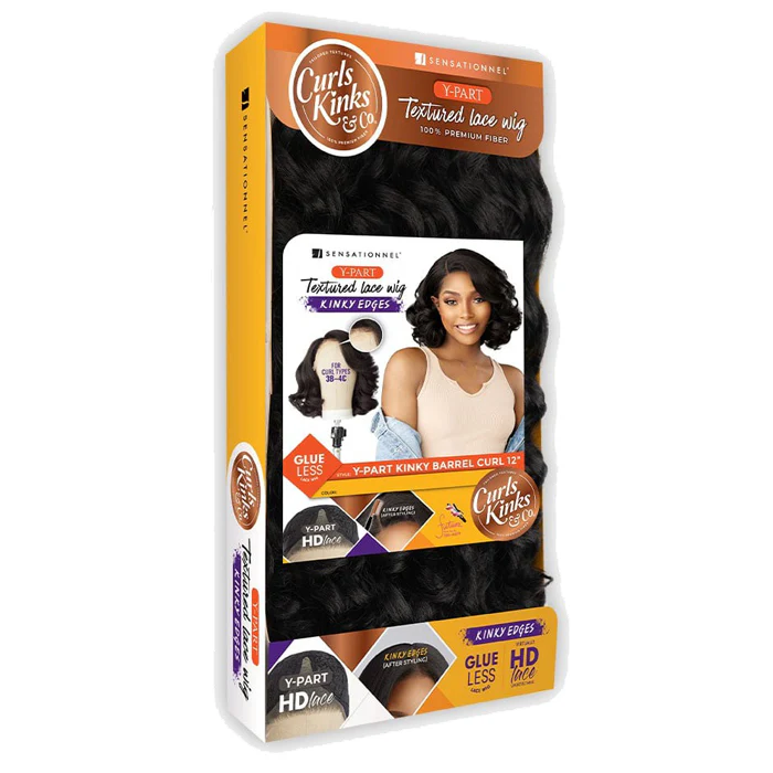 Curls Kinks & Co By Sensationnel Glueless Textured HD Lace Part Wig - Y-PART KINKY BARREL CURL 12" - Image 5