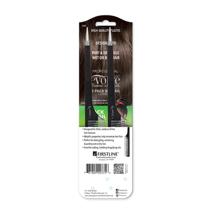 Firstline Evolve 2 Pack Rat Tail Comb Set - Image 4