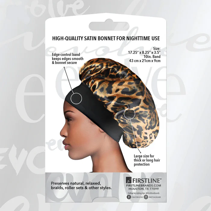 Firstline Evolve Luxe Satin Wide-Edge Bonnet - Leopard - Image 4
