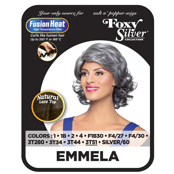 Foxy Silver Salt N Pepper Natural Lace Top Full Wig - EMMELA - Image 2