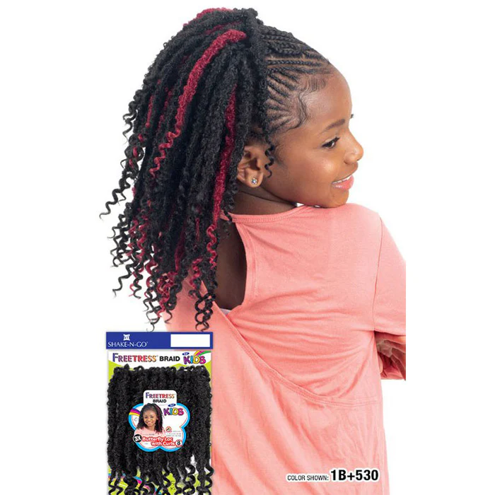 Freetress 3X Kids Pre-Looped Crochet Braid - BUTTERFLY LOC WITH CURLS 8" - Image 2