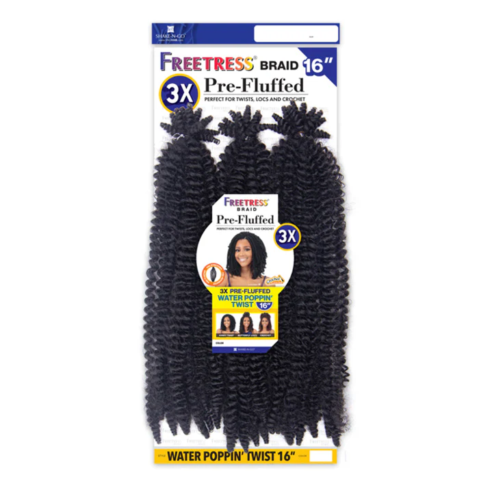 Freetress 3X Pre-Fluffeed Crochet Braid - WATER POPPIN TWIST 16" - Image 3