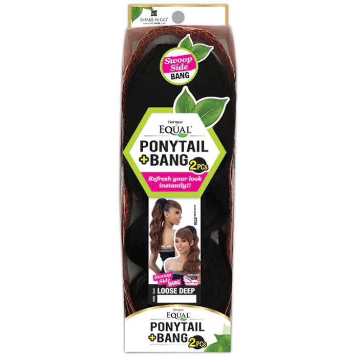Freetress Equal Drawstring Ponytail and Swoop Side Bang - LOOSE DEEP 2 PCS - Image 3