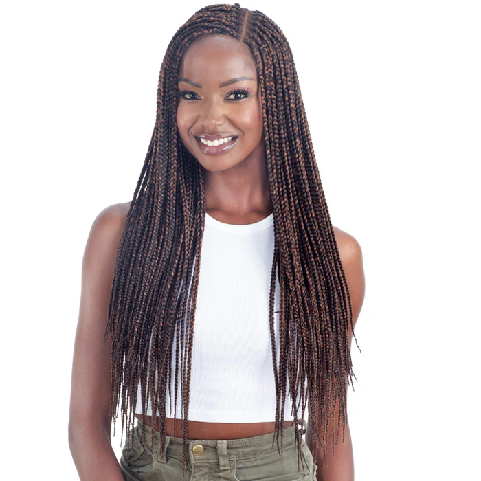 FreeTress Equal Premium Braided HD Lace Front Wig - NAT BOX BRAID 28" - 5X5 lace Parting - Image 4