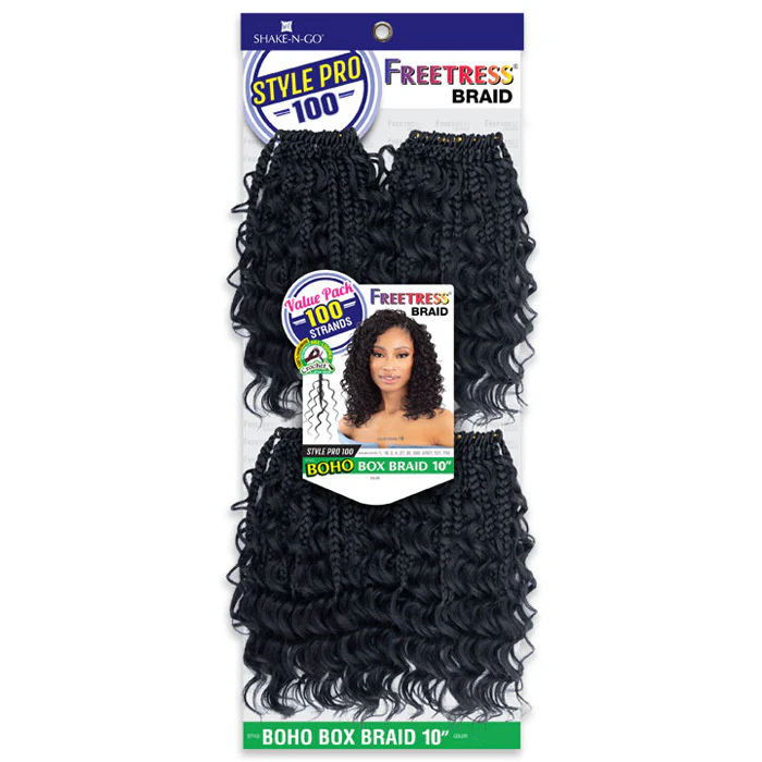 Freetress Style Pro 100 Value Pack Pre-Looped Crochet Braids - BOHO BOX BRAID 10" 4X - Image 3