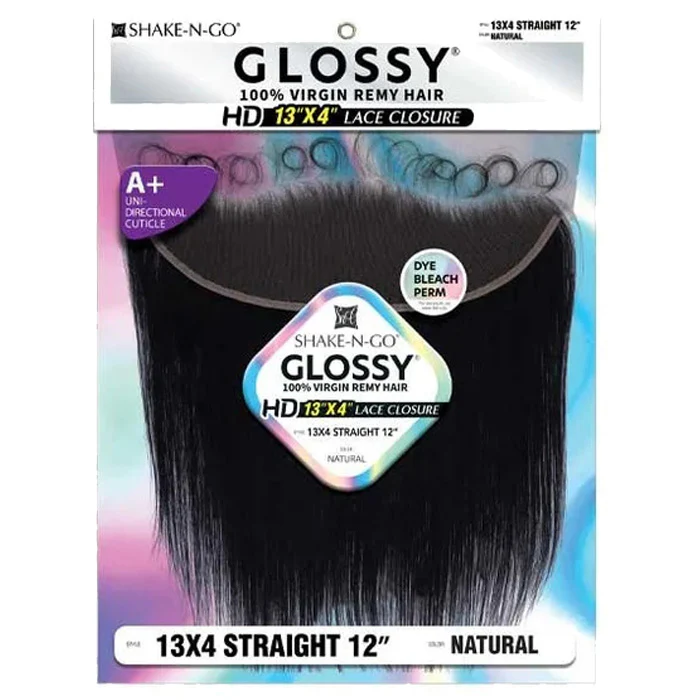 Glossy By Shake N Go 100% Virgin Remy Hair HD 13x4 Lace Closure - STRAIGHT 12"