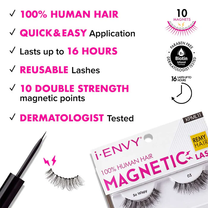 i-ENVY 100% Human Hair Magnetic Lashes - AU NATURALE 01 (KPML09) - Image 3