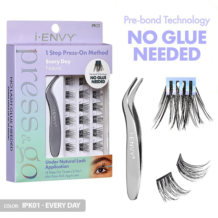 iENVY By Kiss Press & Go Pre-Glued Lash Clusters All-In-One Lash Kit - IPK01/IPK02/IPK03 - Image 4