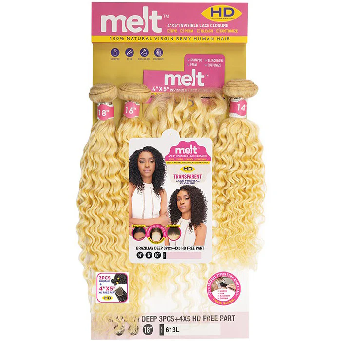 Janet Collection 100% Virgin Remy Human Hair Weave 3Pcs & 13X5 HD Lace Closure - BRAZILIAN DEEP 10"12"14" - Image 4
