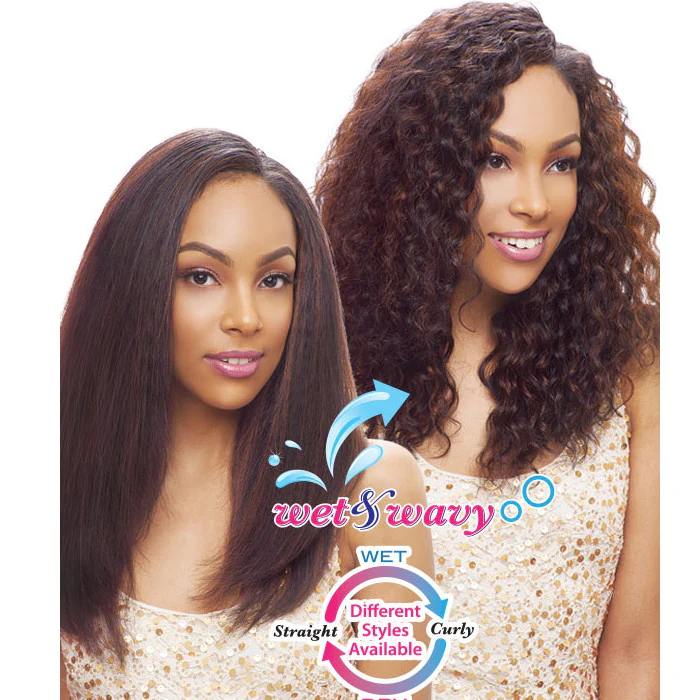 Janet Collection Brazilian Bundle 100% Natural Virgin Human Hair Wet & Wavy Weave - INDI REMY RIPPLE DEEP WVG 7Pcs - Image 2