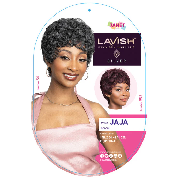 Janet Collection Lavish 100% Virgin Human Hair Silver Full Wig - JAJA - Image 4