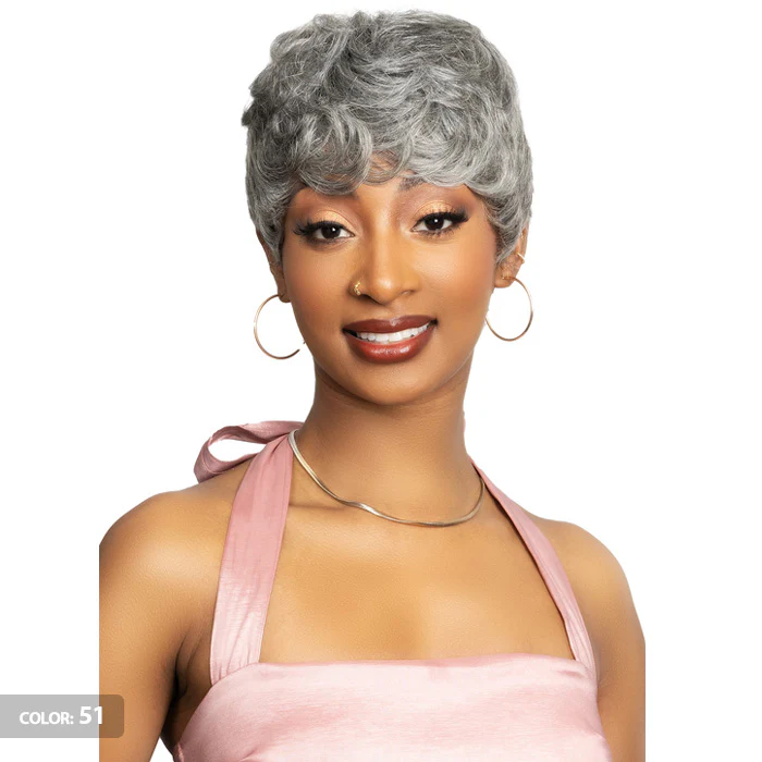 Janet Collection Lavish 100% Virgin Human Hair Silver Full Wig - SIFA - Image 2