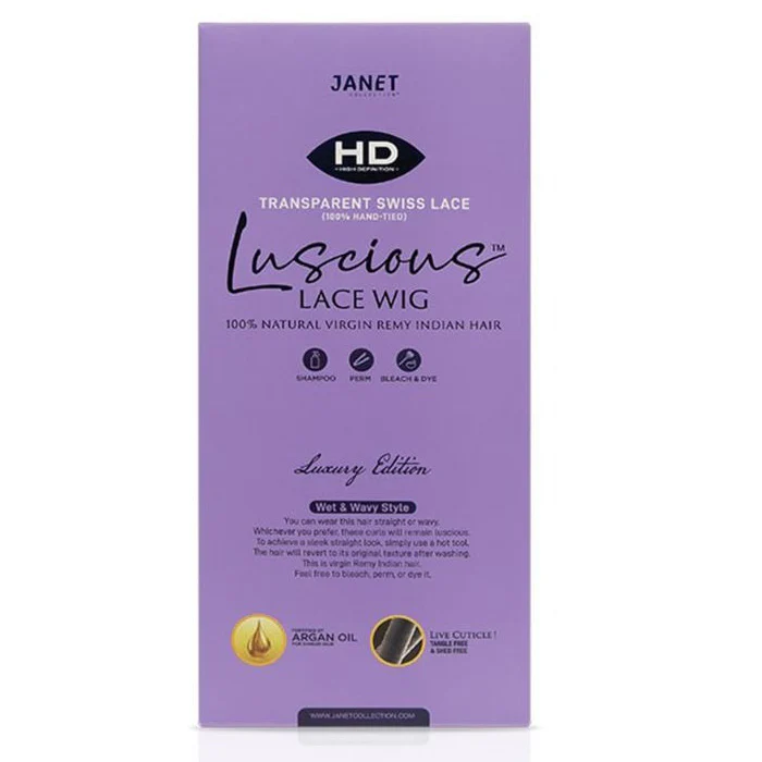 Janet Collection Luscious 100% Natural Virgin Remy Indian Hair Wet & Wavy HD Lace Swiss Wig - ADA - Image 5