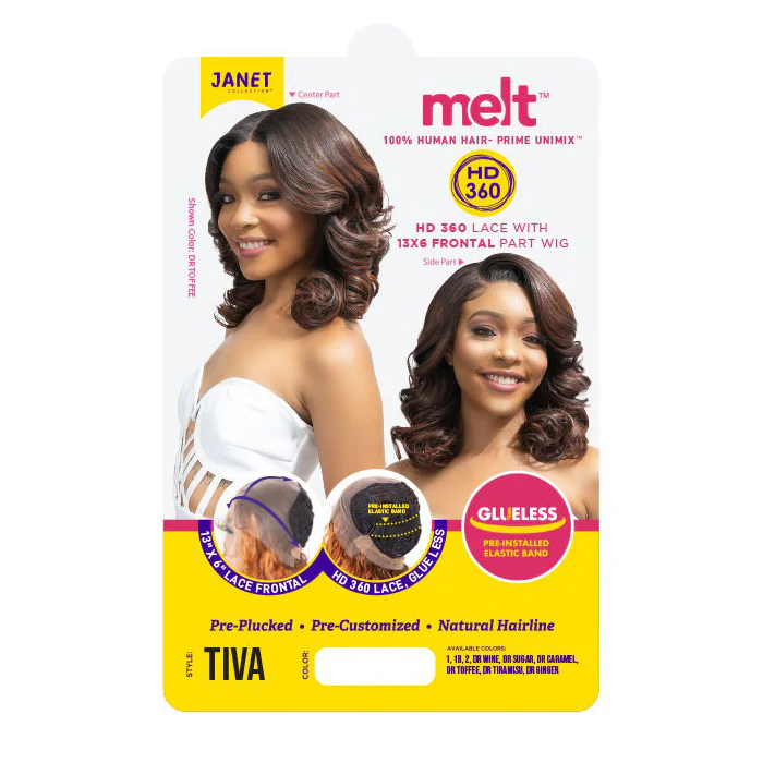 Janet Collection Melt Glueless 100% Human Hair Blend HD 360 Lace 13x6 Front Wig - TIVA - Image 6