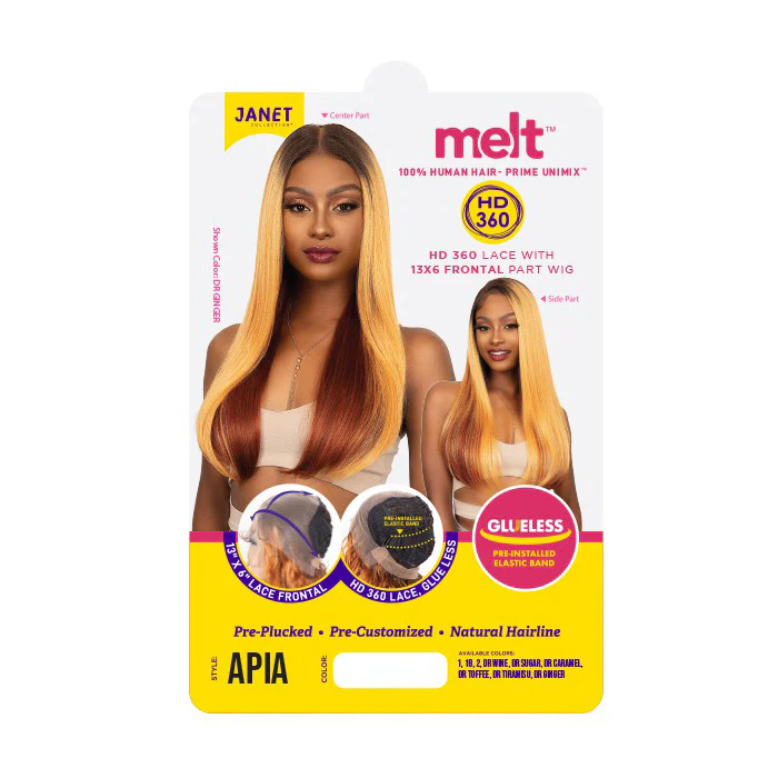 Janet Collection Melt Glueless Human Hair Mix 360 HD 13x6 Frontal Lace Wig - APIA - Image 6