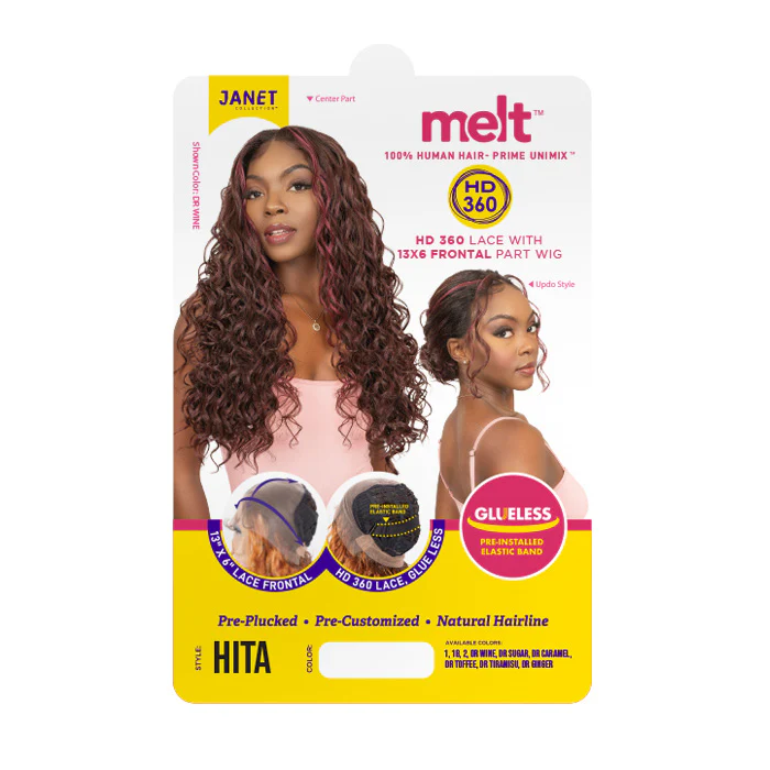 Janet Collection Melt Glueless Human Hair Mix 360 HD 13x6 Frontal Lace Wig - HITA - Image 6