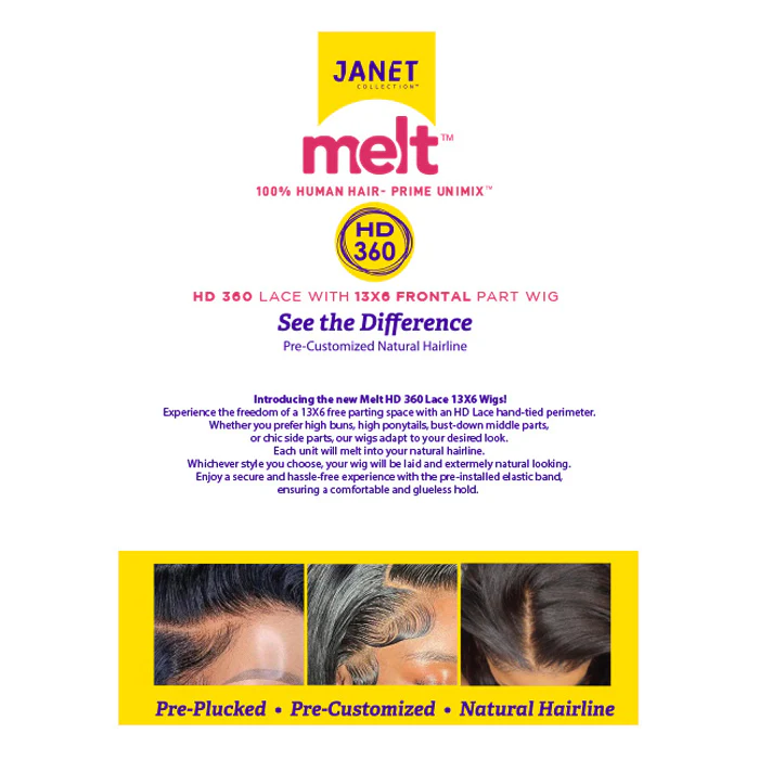 Janet Collection Melt Glueless Human Hair Mix 360 HD 13x6 Frontal Lace Wig - HITA - Image 7