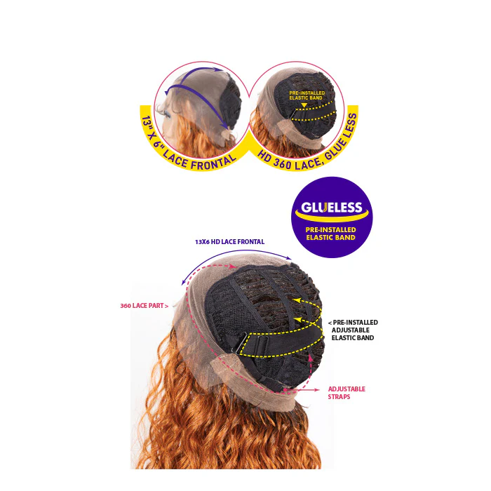 Janet Collection Melt Glueless Human Hair Mix 360 HD 13x6 Frontal Lace Wig - HITA - Image 8