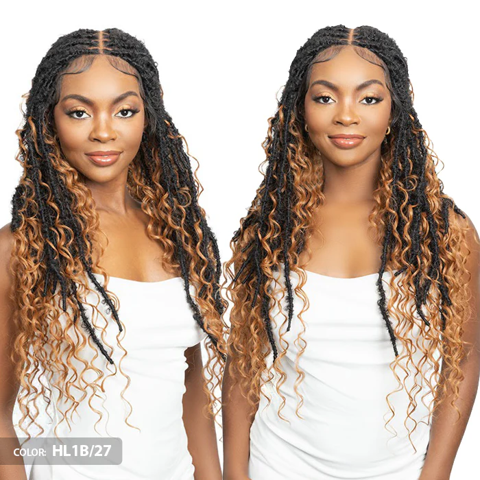 Janet Collection Melt Human Hair Blend Glueless 360 HD 13x6 Lace Front Wig - BOHO DREAM LOCS 32" - Image 2