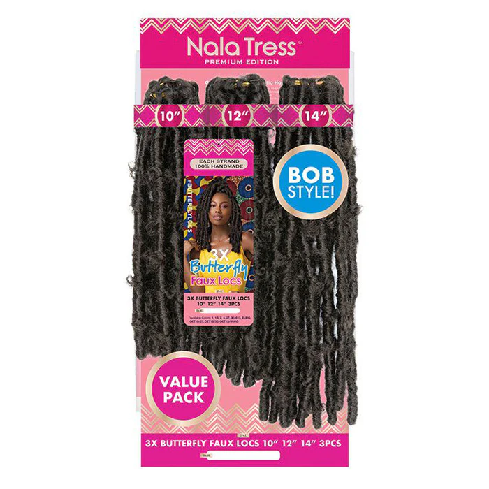 Janet Collection Nala Tress Crochet Braid Handmade Strand Bob Style - 3X BUTTERFLY FAUX LOCS 10/12/14 3 PCS - Image 4