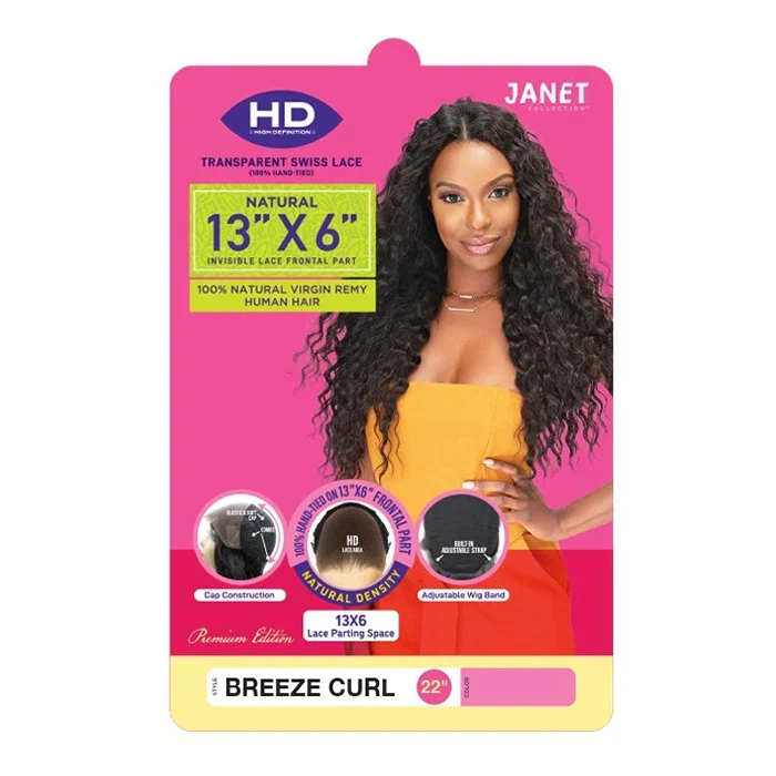 Janet Collection Natural 100% Virgin Remy Human Hair HD 13x6 Lace Front Wig - BREEZE CURL 14/18/26" - Image 2