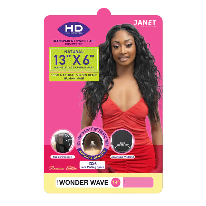 Janet Collection Natural 100% Virgin Remy Human Hair HD 13x6 Lace Front Wig - WONDER WAVE 14/18/22/26" - Image 2