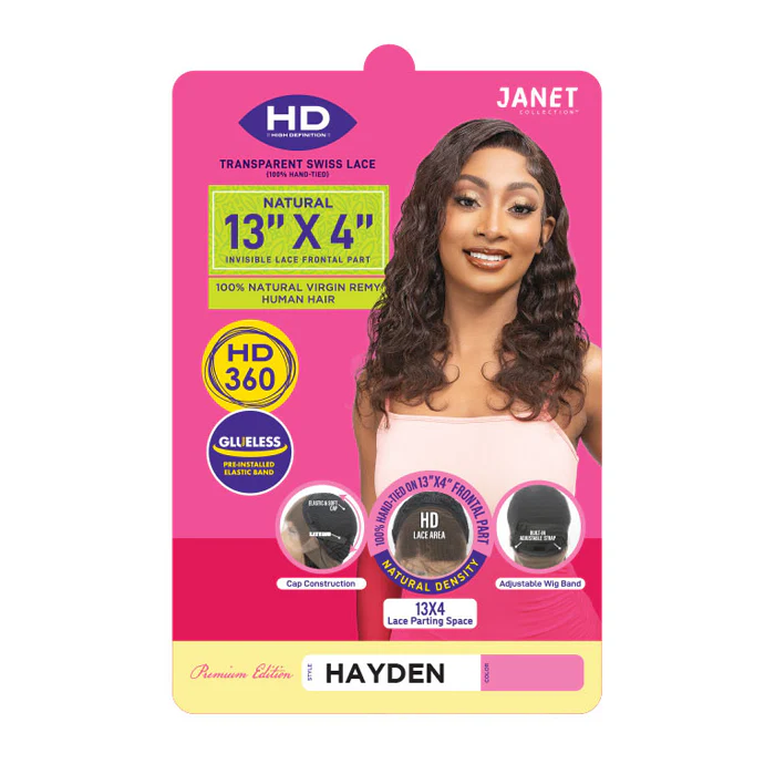 Janet Collection Natural Glueless 100% Virgin Remy Human Hair HD 360 Lace 13x4 Front Wig - HAYDEN - Image 5