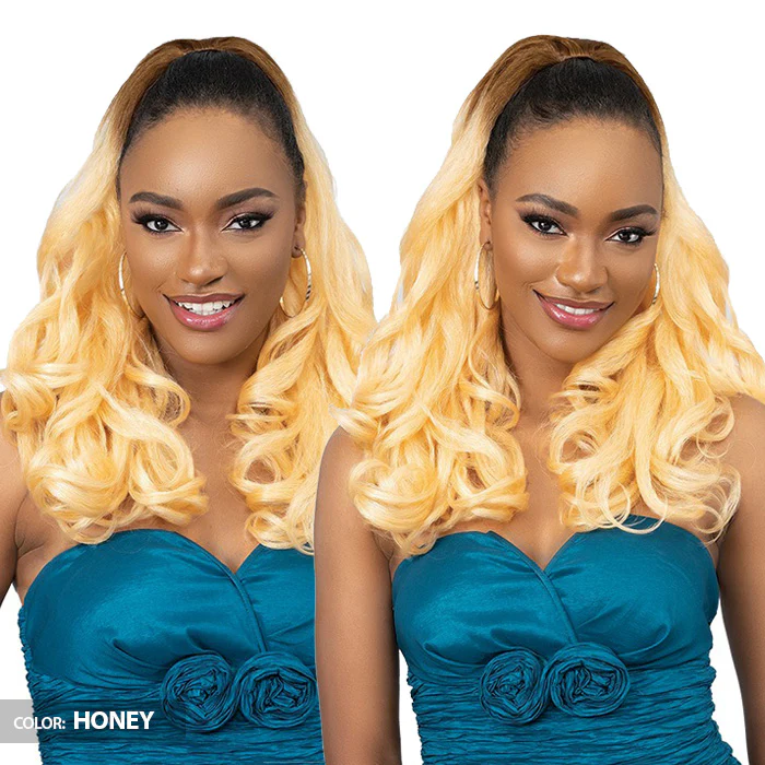 Janet Collection Noir Everytime Drawstring Ponytail - MANDARIN - Image 2