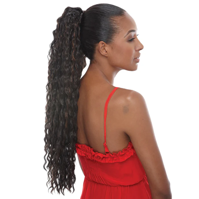 Janet Collection Drawstring Ponytail - AVOCADO - Image 3