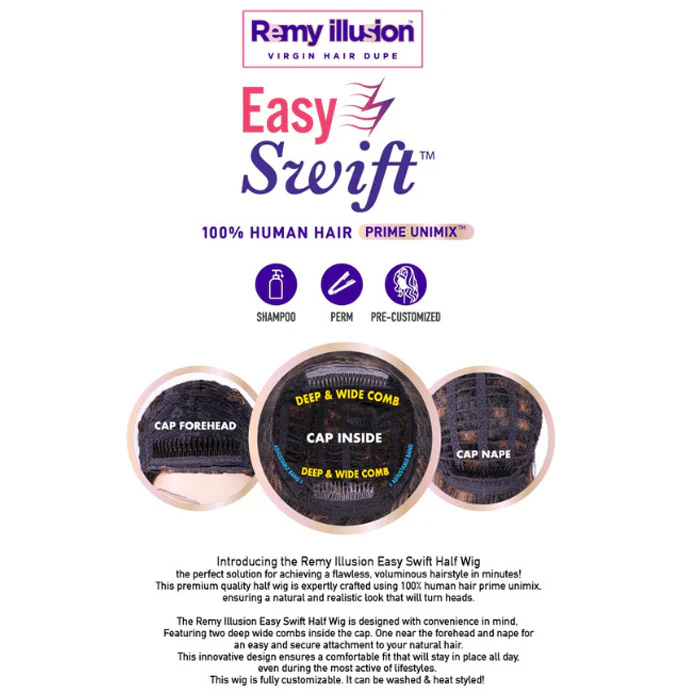 Janet Collection Remy Illusion Easy N Swift 100% Human Hair Blend Half Wig - TEBO - Image 5