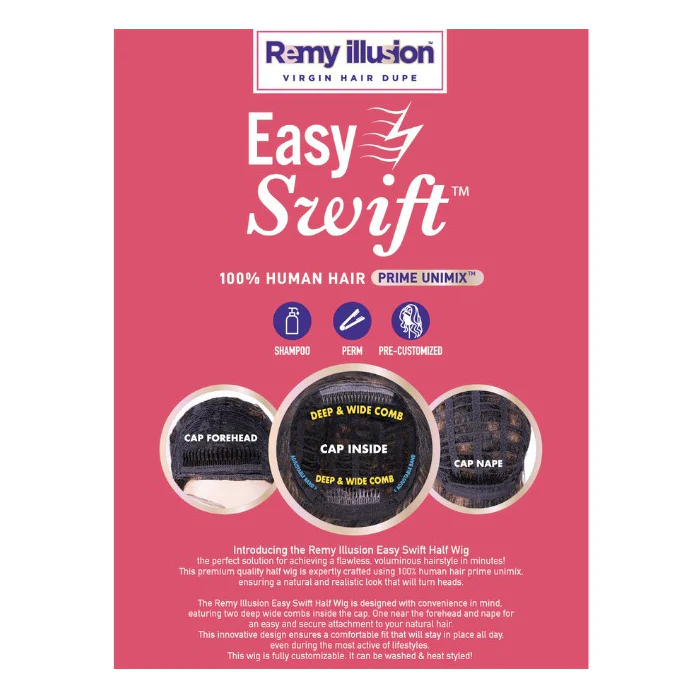 Janet Collection Remy Illusion Easy N Swift 100% Human Hair Prime Unimix Half Wig - VIGO - Image 6